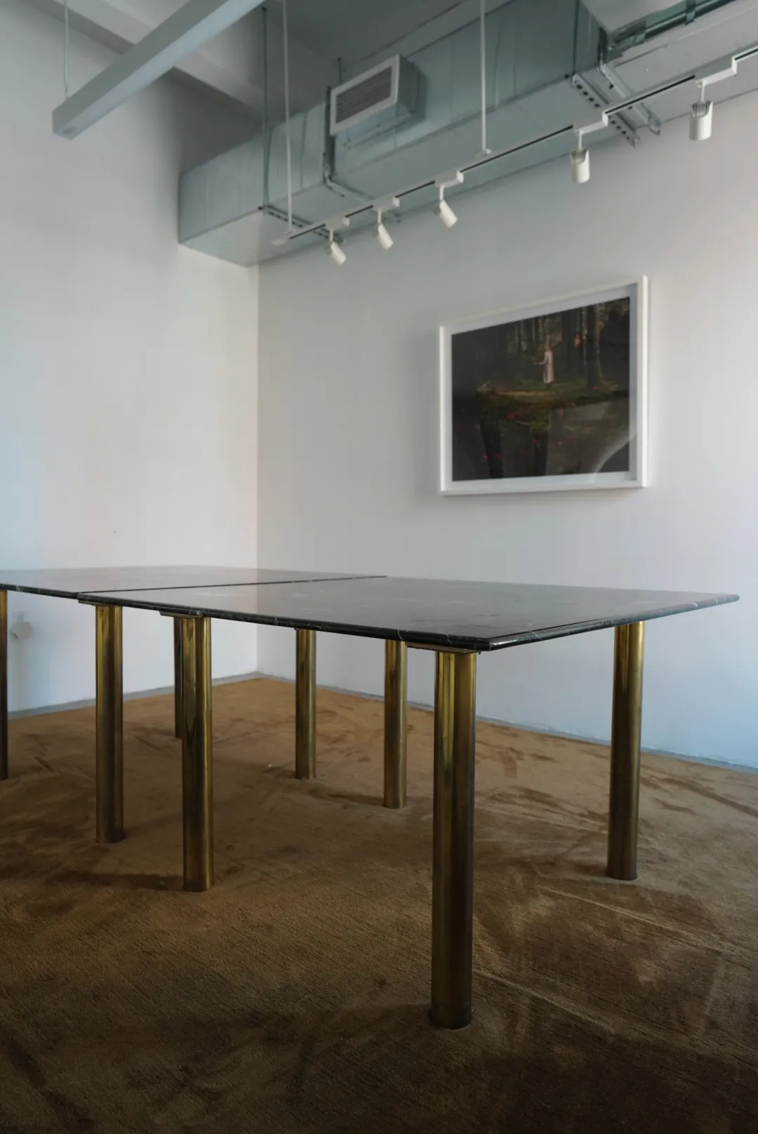 Green Marble Tables with Brass Legs