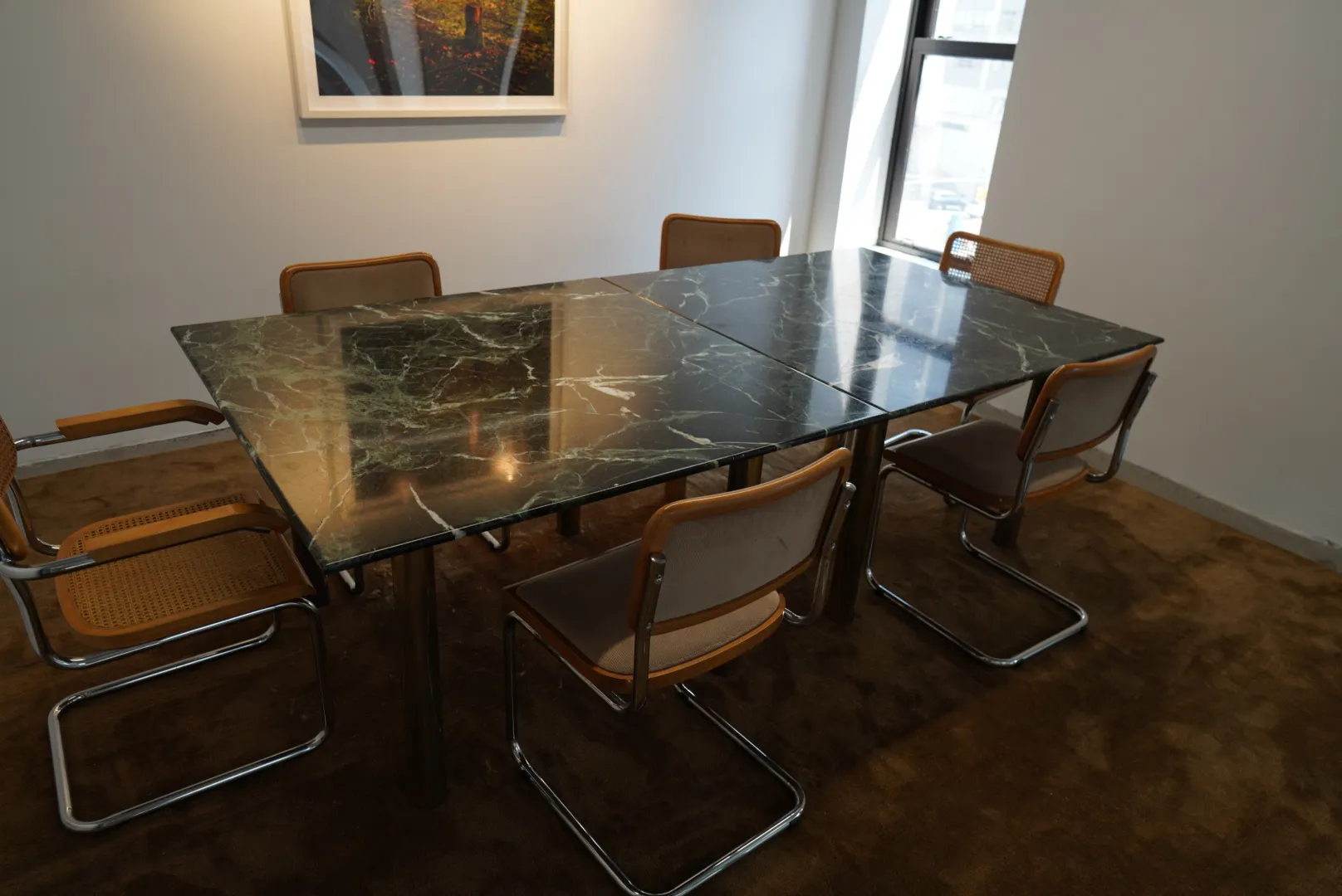 Green Marble Tables with Brass Legs — view 4