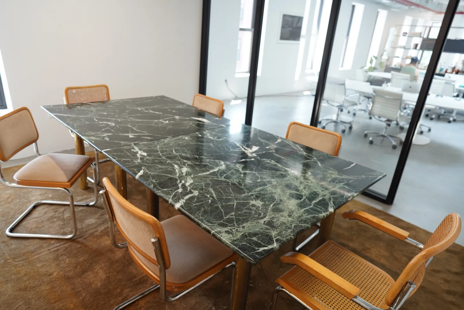 Green Marble Tables with Brass Legs — view 5