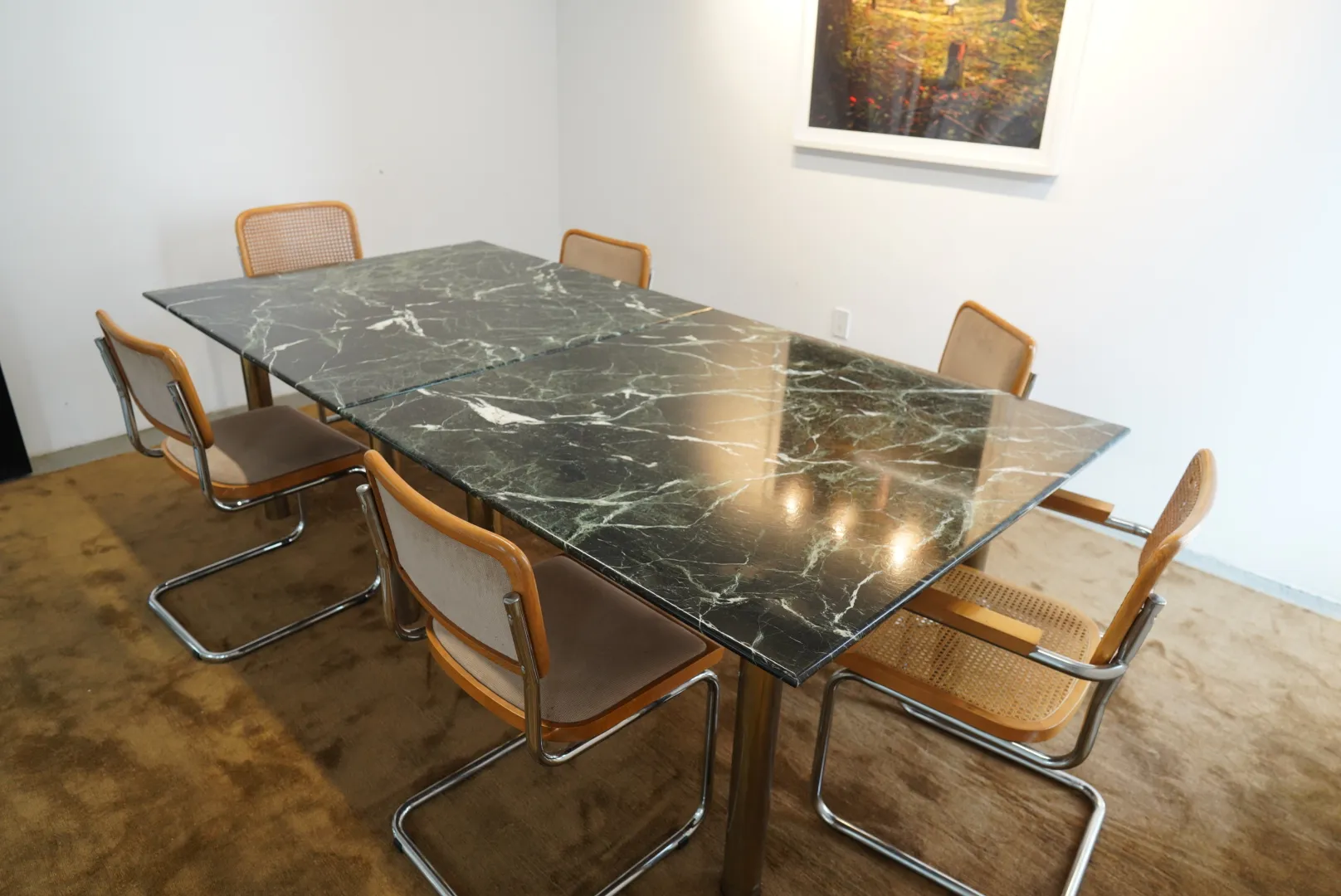 Green Marble Tables with Brass Legs — view 5