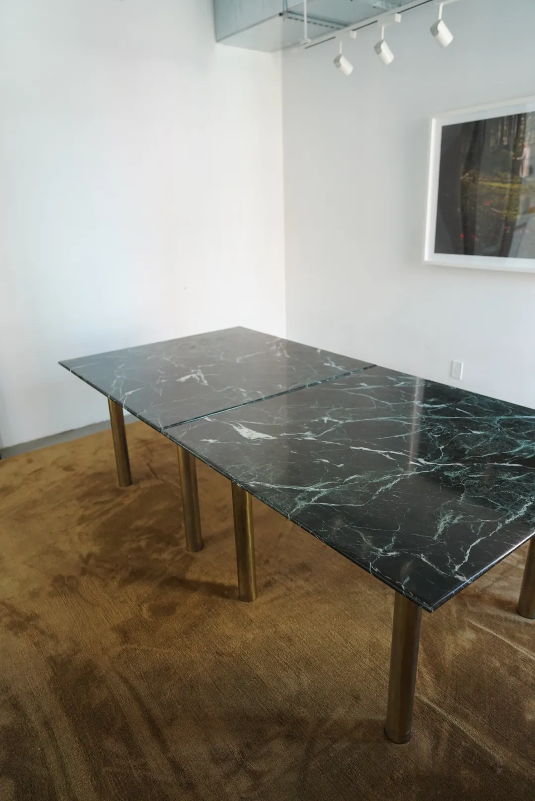 Green Marble Tables with Brass Legs — view 8