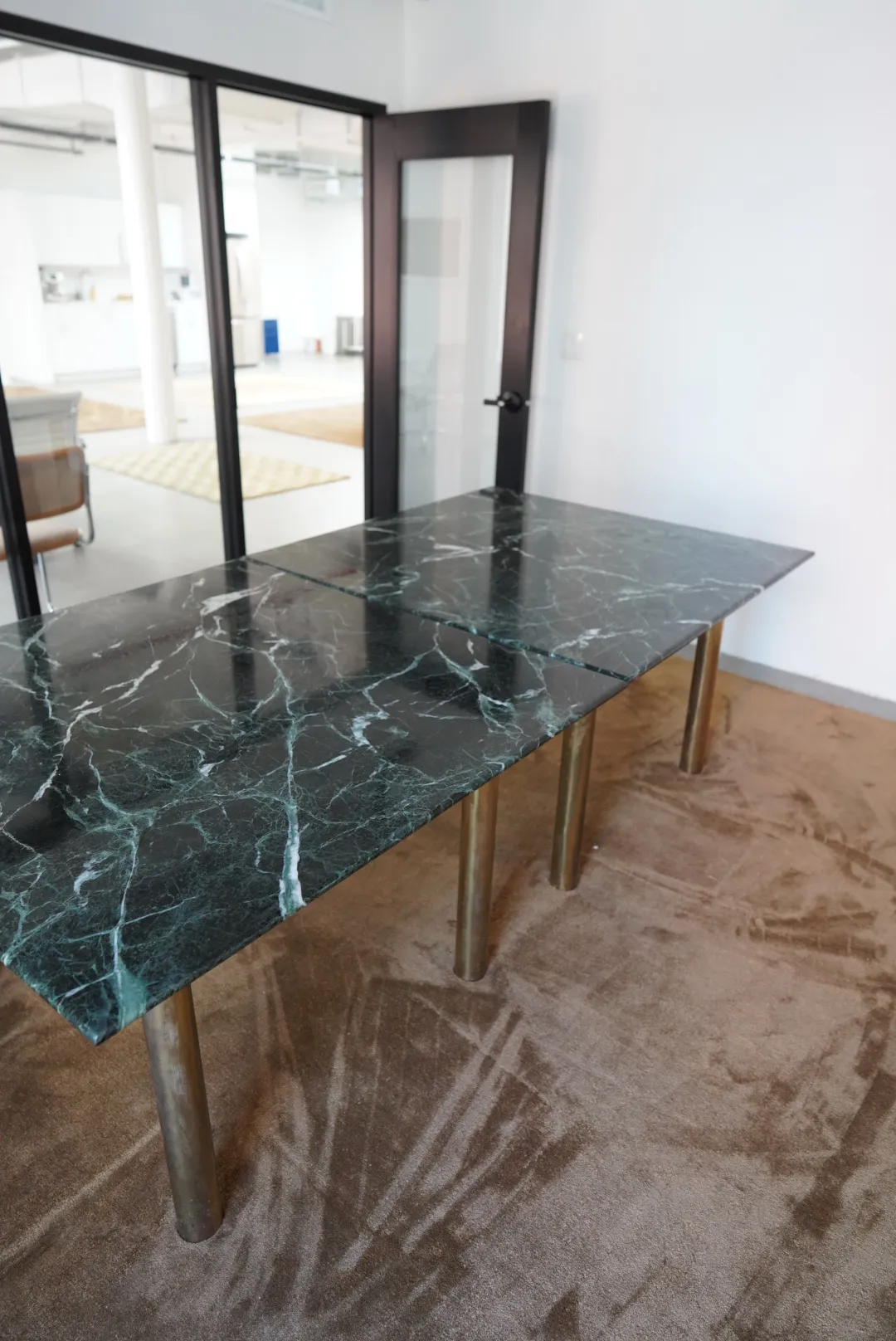 Green Marble Tables with Brass Legs — view 9