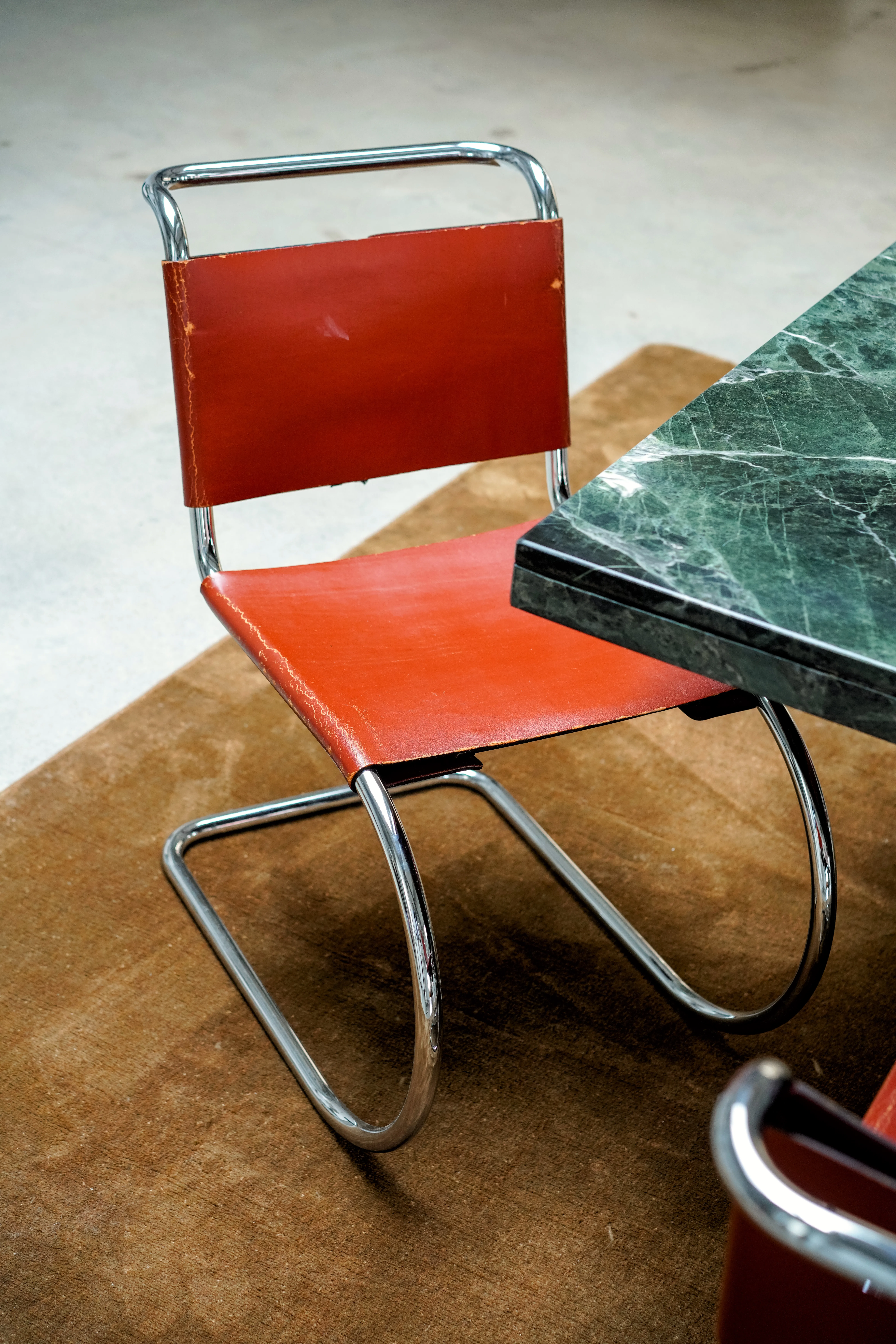 Burgundy Leather Mies van der Rohe Cantilever Chairs