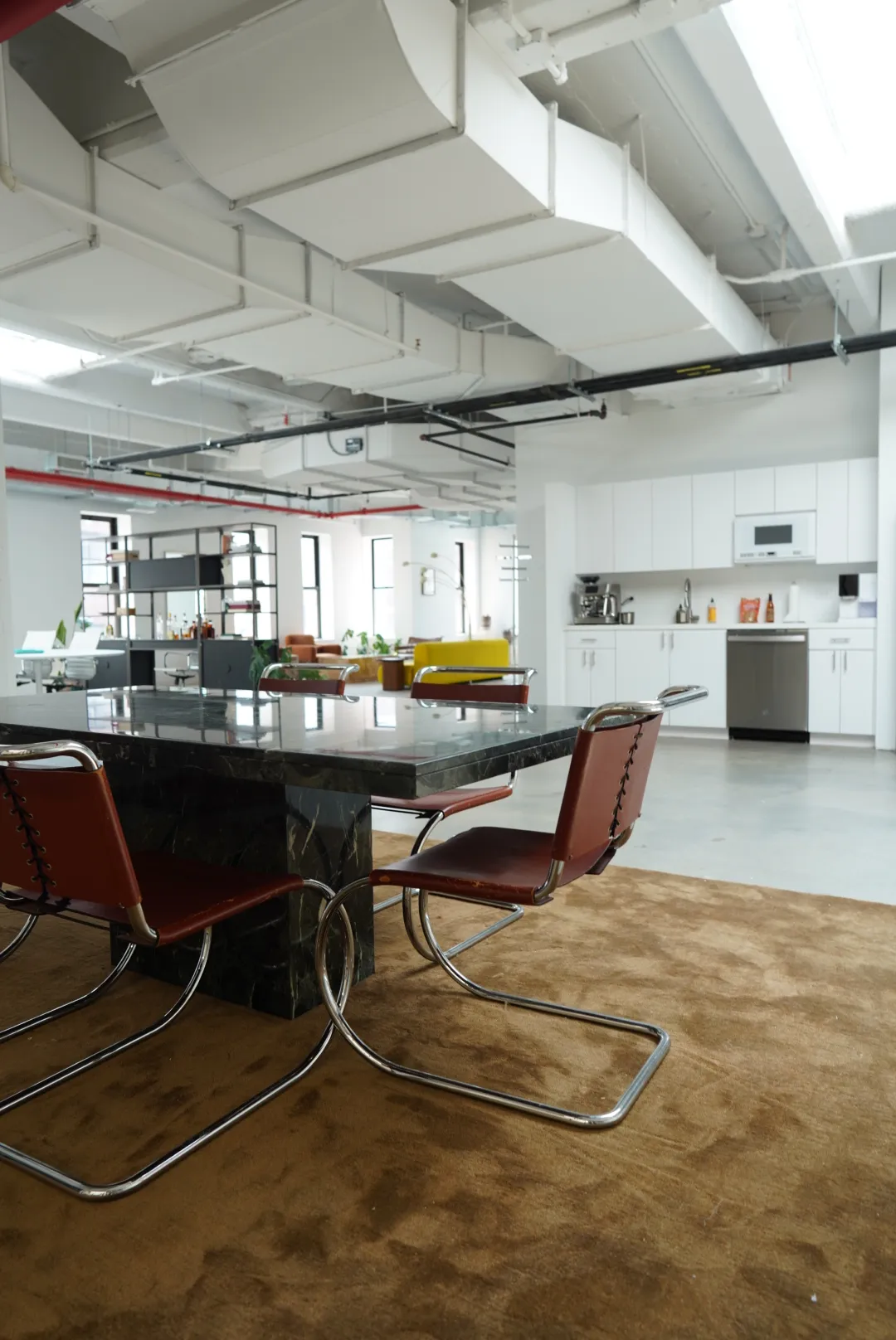 Burgundy Leather Mies van der Rohe Cantilever Chairs — view 2