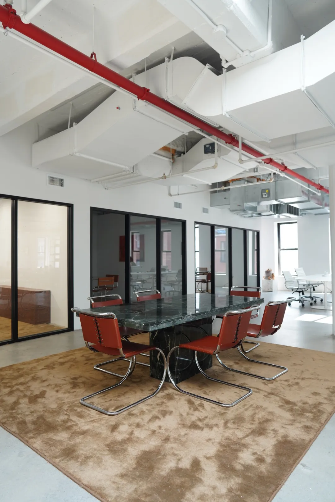 Burgundy Leather Mies van der Rohe Cantilever Chairs — view 3