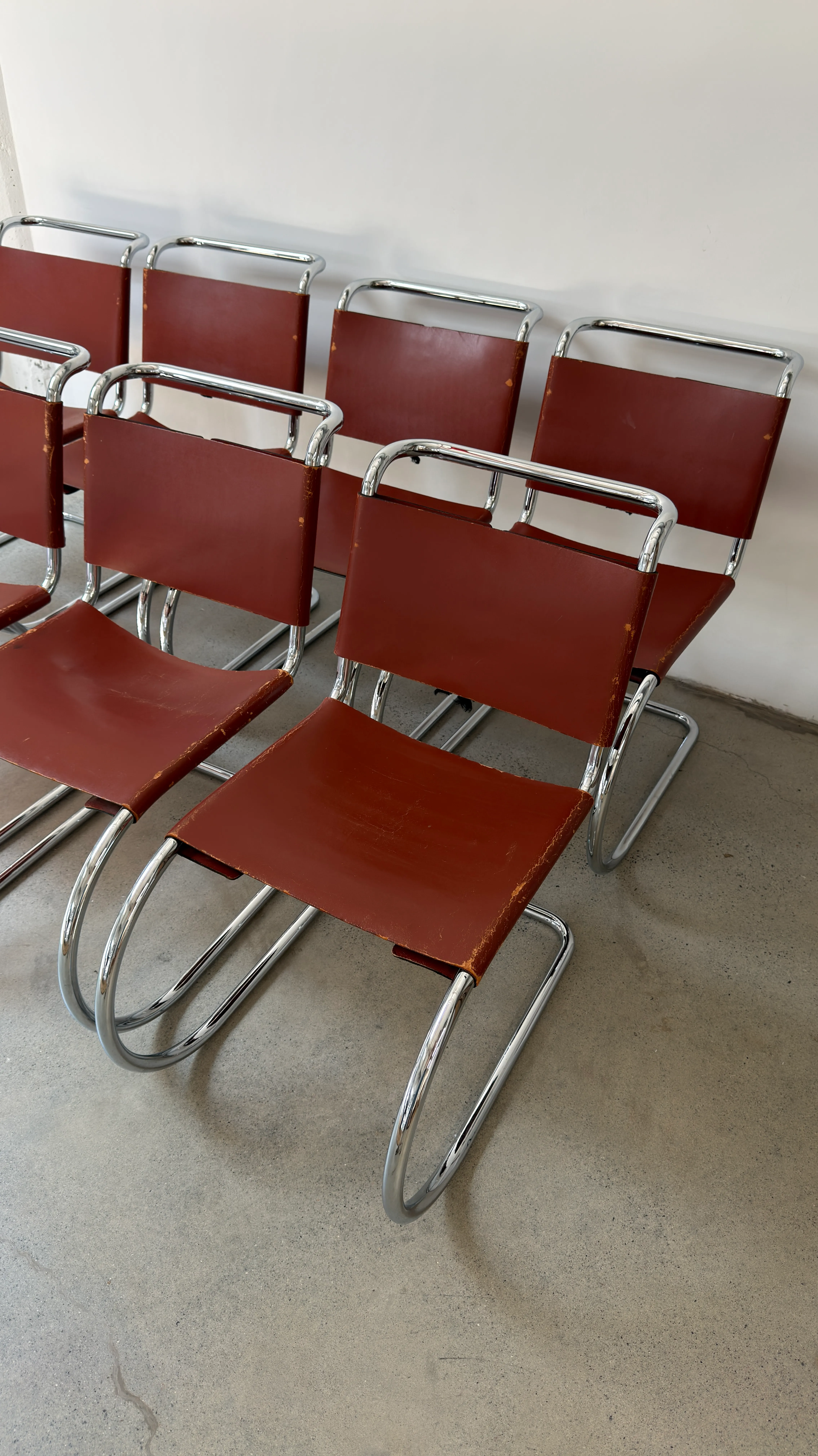 Burgundy Leather Mies van der Rohe Cantilever Chairs — view 8