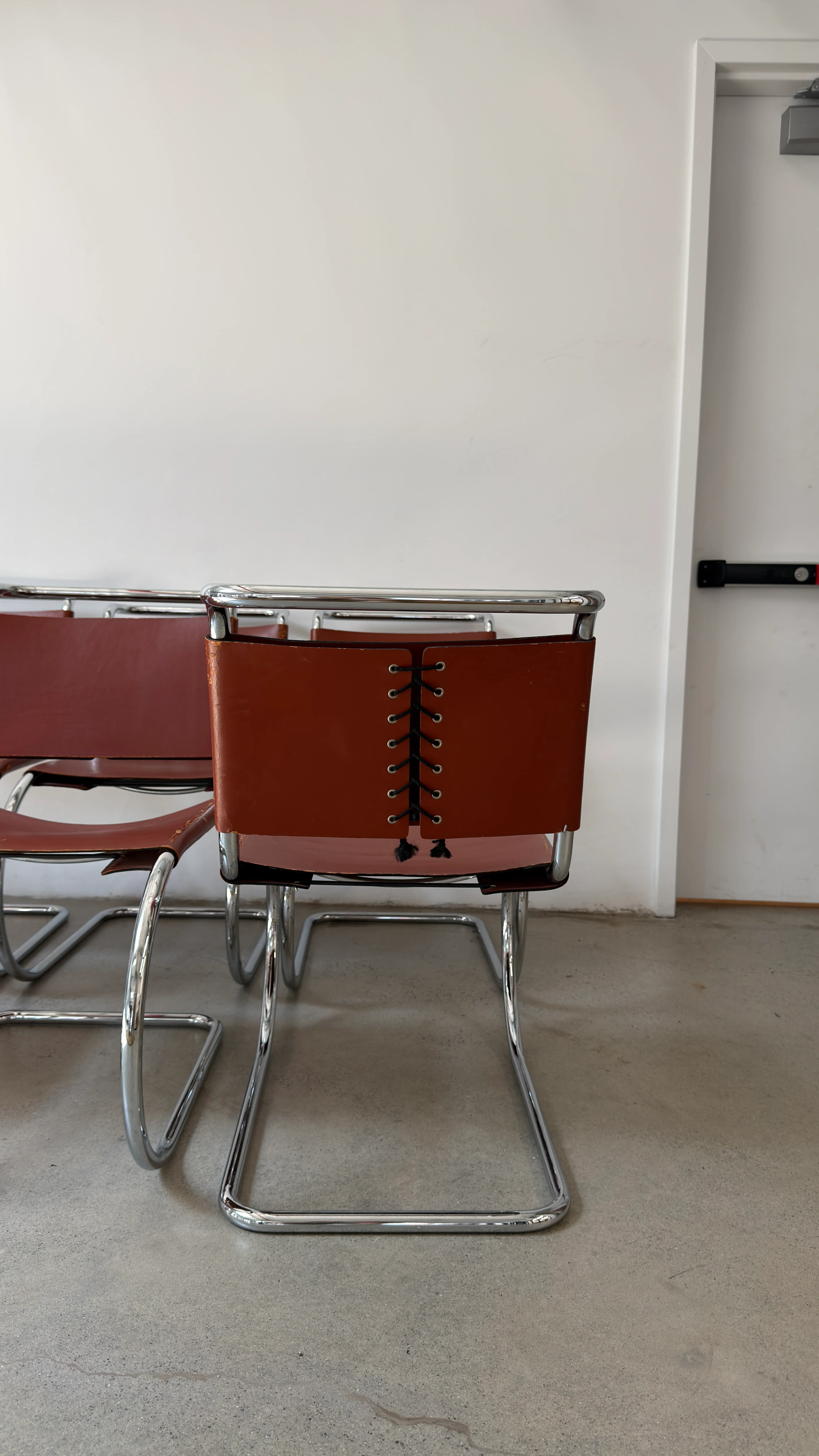 Burgundy Leather Mies van der Rohe Cantilever Chairs — view 9