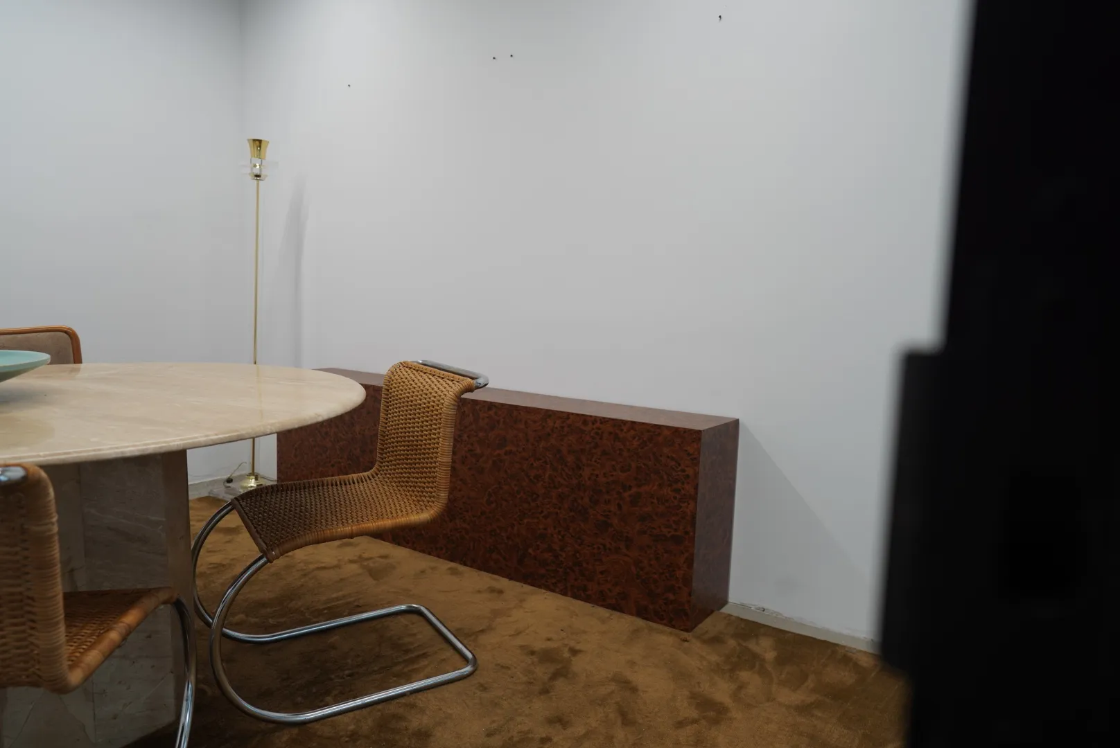 Low-Profile Tortoise Burl Laminate Wall Credenza